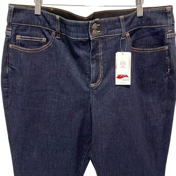 Lands End Womens Denim Double Button Straight Jeans Blue Size 20W NWT - Picture 2 of 10